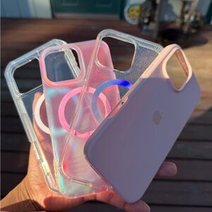 IPhone 16pro max Pink and Clear Phone Cases